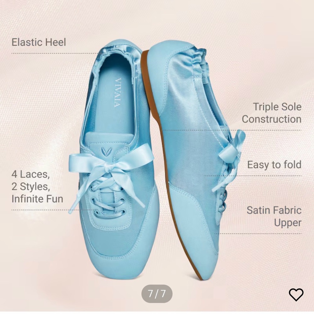 NWOT Vivaia Square-Toe Lace-Up Satin Sneakerina (Cristina) size EU36/ US5.5-6